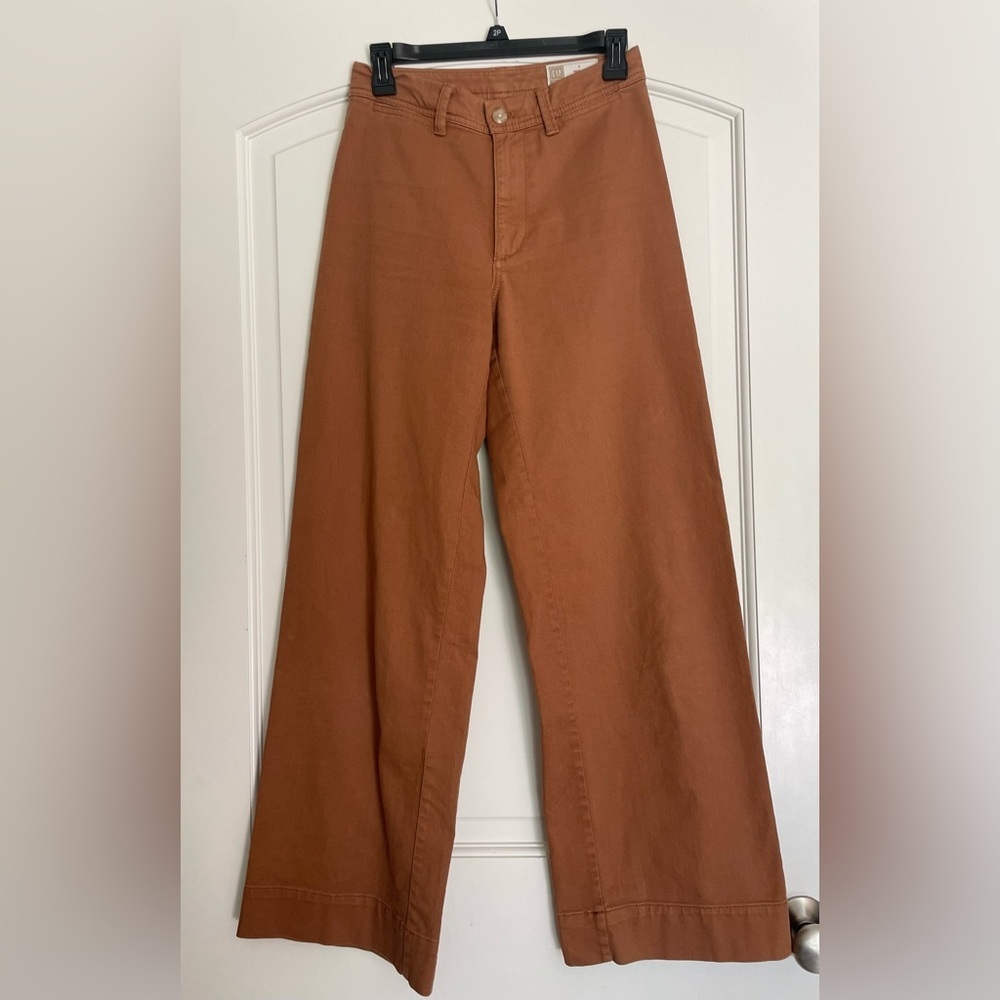 GAP High Rise Wide Leg Jeans Washwell Summer Spice Rust Brown